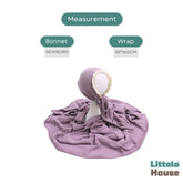 Baby Premium Stretchy Poly Cotton Wrap with Bonnet SR094 | NB | Purple